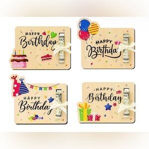 Wooden New Colorful Happy Birthday Money Holder Cards